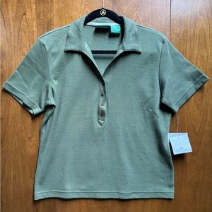 Liz Claiborne Olive Button Down Shirt Sz XL